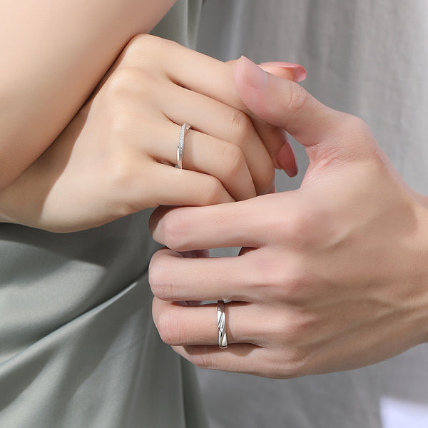 925 Sterling Silver Mobius X Ring Couple Ring