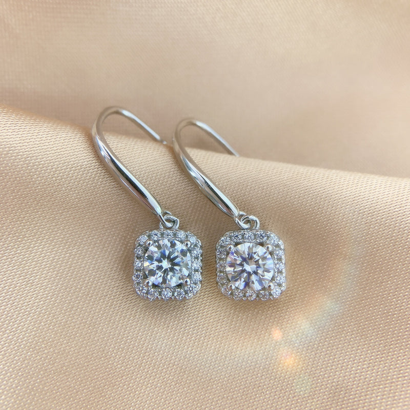 Women's Fashion Moissanite Ear Studs Square