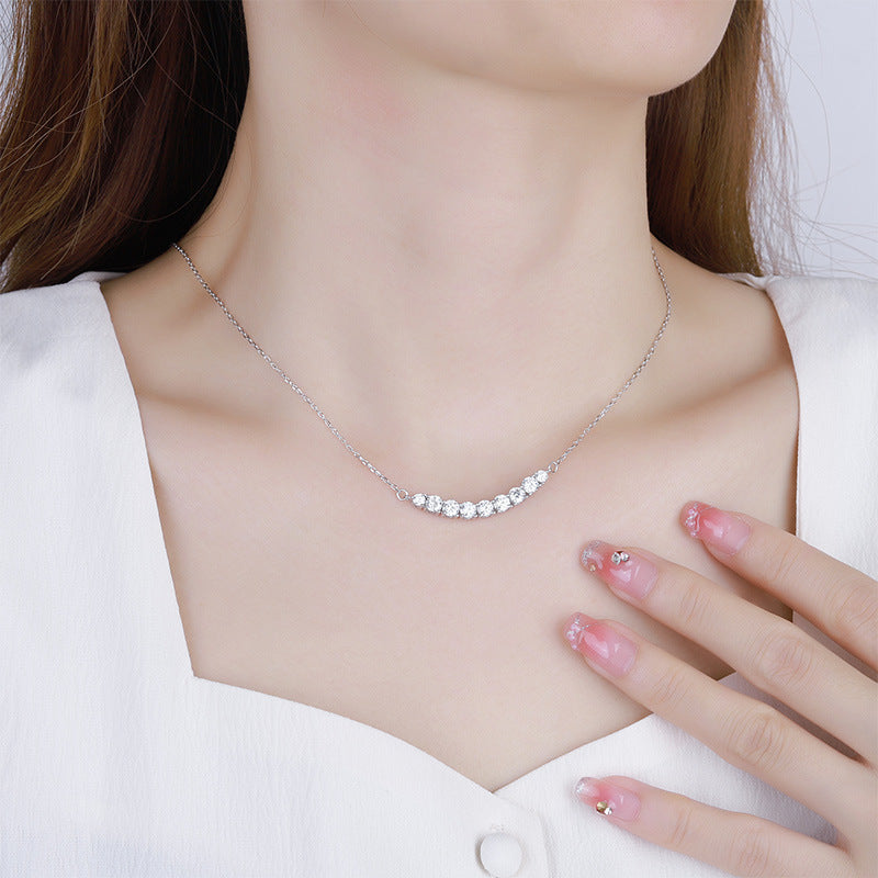 S925 Silver-plated Moissanite layer Pendant Necklace