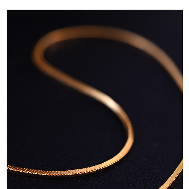 Snake Bone Chain Necklace For Women Square S925 Pure Silver Gold-plated