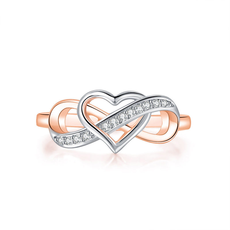 Heart-Shaped Infinity Women’s Ring – Electroplated, White
