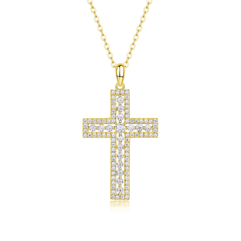 Shelter - Fashionable Jewelry Pendant Set With Moissanite S925 Sterling Silver And Platinum-plated Cross Diamond, Moissanite Silver Jewelry
