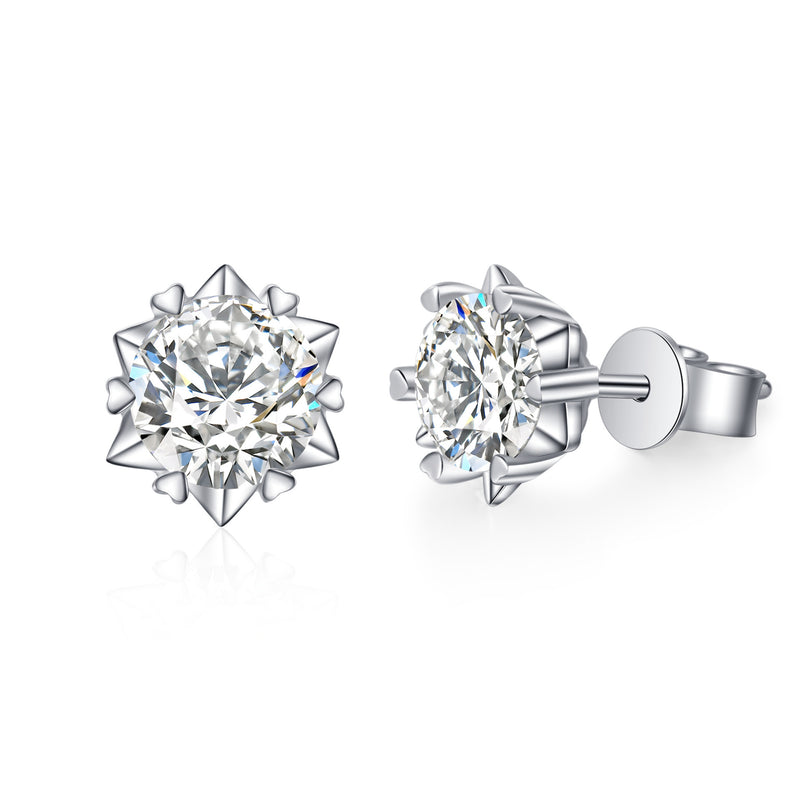 S925 Silver Moissanite Snowflake Ear Stud