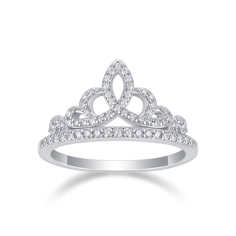 Crown Moissanite Silver Ring