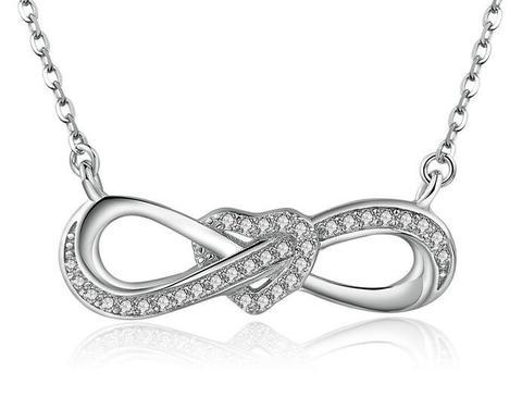Eight-character diamond heart-shaped clavicle chain necklace chain endless love element s925 sterling silver necklace