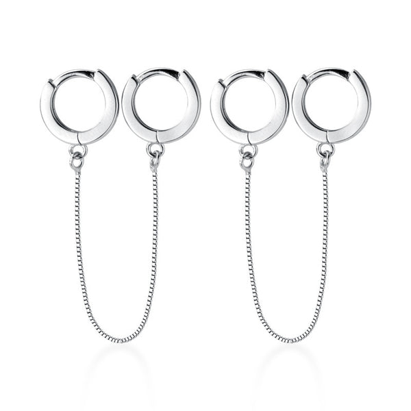 Pair of Double S925 silver Hoop earrings