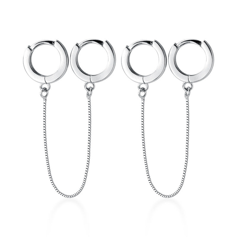 Pair of Double S925 silver Hoop earrings