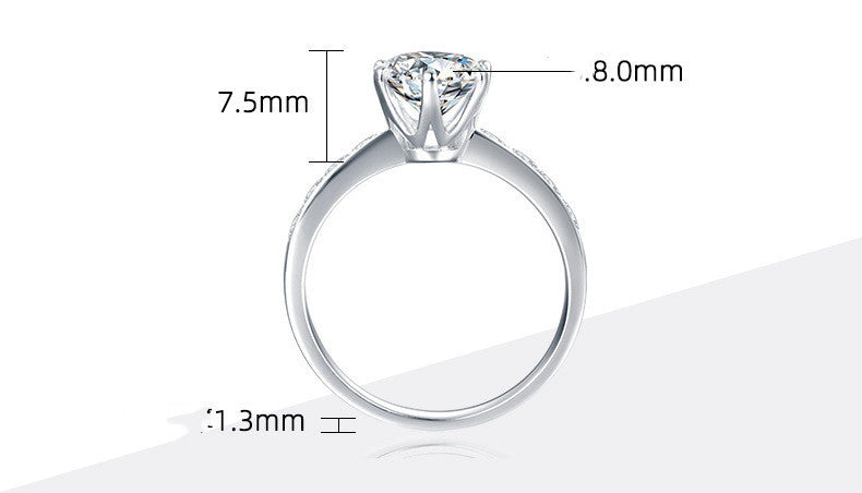 8MM Round Cut Solitaire Moissanite Diamond Wedding Engagement Ring 925 Sterling Silver