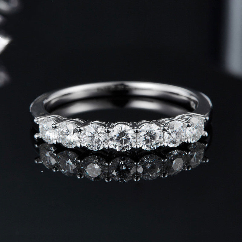 925 Sterling Silver Moissanite Lab Created Diamond Half Eternity Wedding Band Jewelry for Women