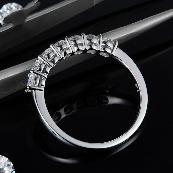 925 Sterling Silver Moissanite Lab Created Diamond Half Eternity Wedding Band Jewelry for Women