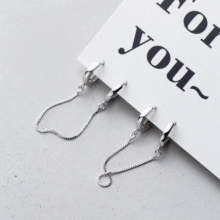 Pair of Double S925 silver Hoop earrings