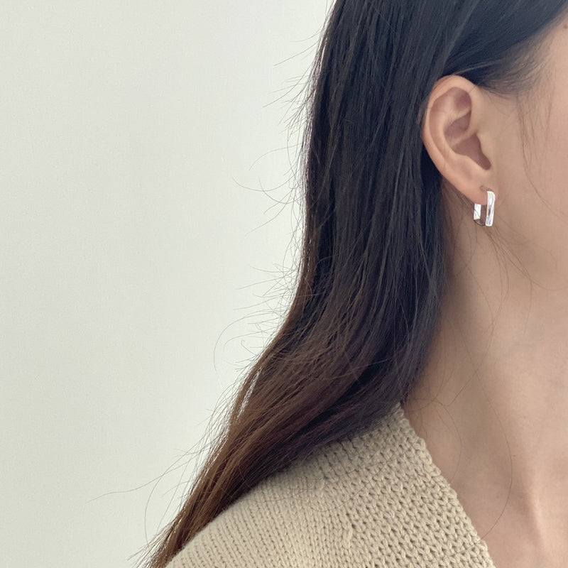 925 Sterling Silver Box Stud Earrings