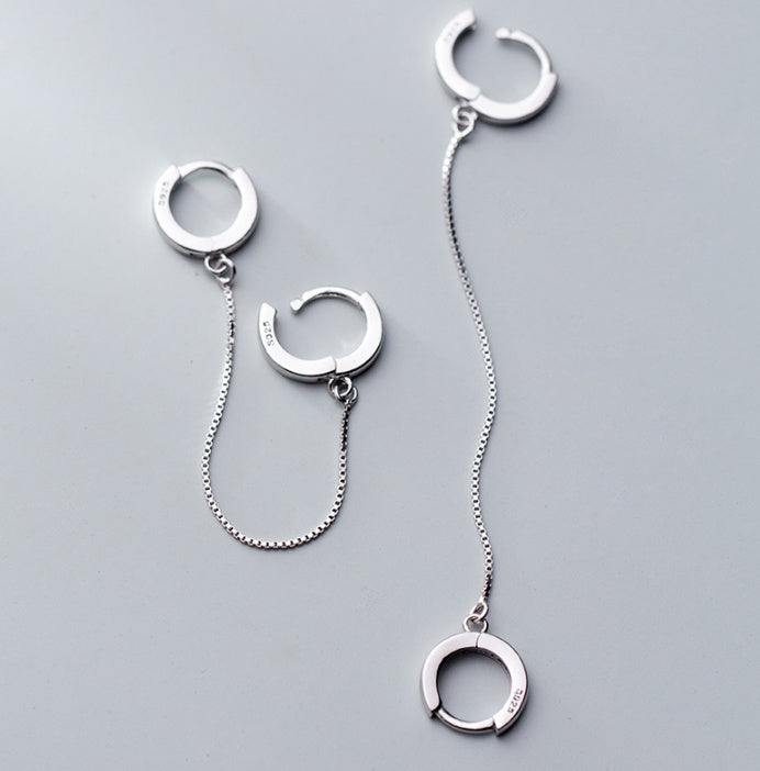Pair of Double S925 silver Hoop earrings
