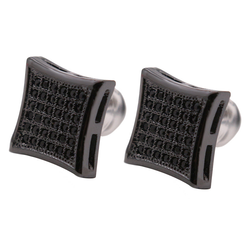 HIPHOP Men's And Women's Kite Stud Earrings With Gold Plated Silver And Diamonds