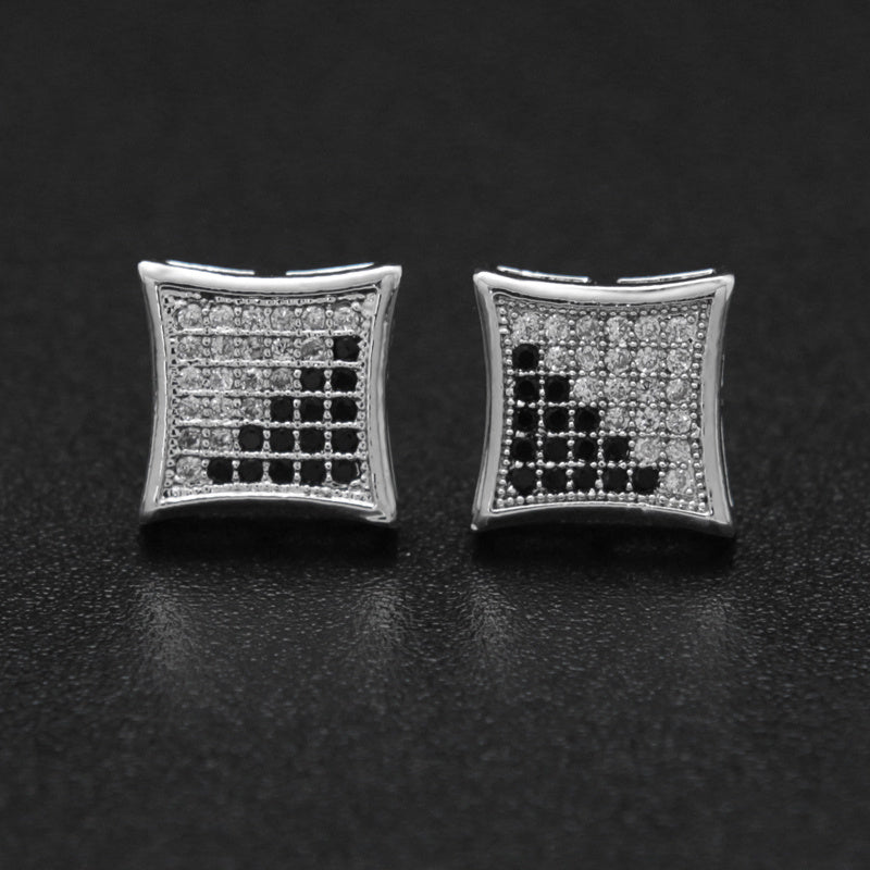 HIPHOP Men's And Women's Kite Stud Earrings With Gold Plated Silver And Diamonds