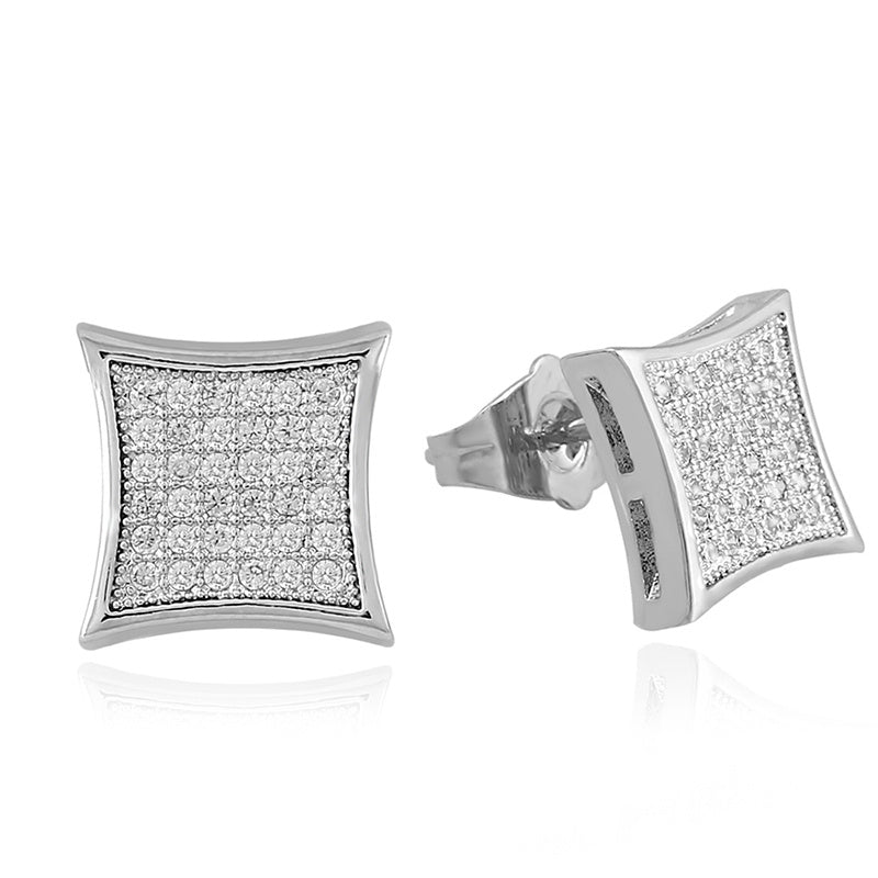 HIPHOP Men's And Women's Kite Stud Earrings With Gold Plated Silver And Diamonds