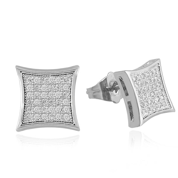 HIPHOP Men's And Women's Kite Stud Earrings With Gold Plated Silver And Diamonds