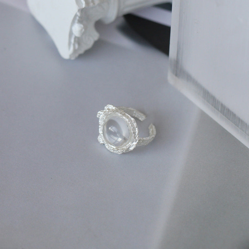 Moonstone Ring For Women studded with White Crystal