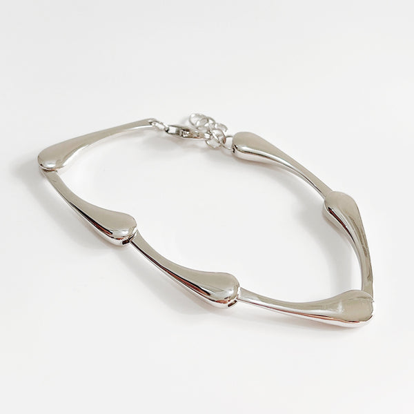 Geometric Minimalist 925 Sterling Silver Water Drop Bracelet Soft Line Silver Bracelet Bracelet