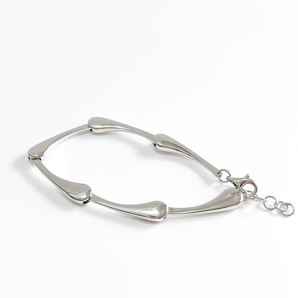 Geometric Minimalist 925 Sterling Silver Water Drop Bracelet Soft Line Silver Bracelet Bracelet