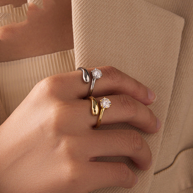 Moissanite Open Ring Wedding Ring Elegant Luxury S925 Sterling Silver Ring