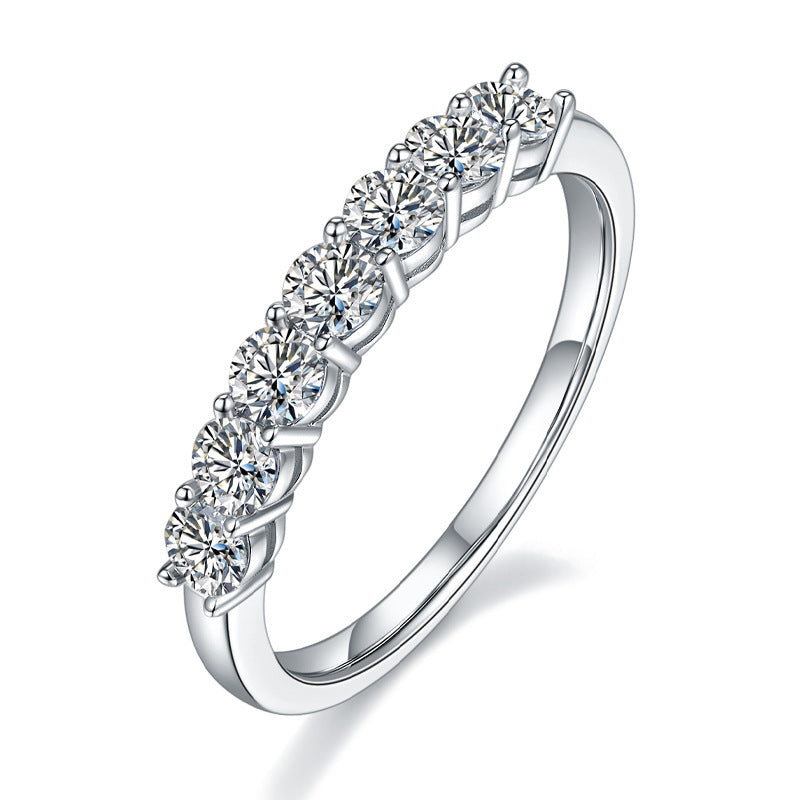925 Sterling Silver Moissanite Lab Created Diamond Half Eternity Wedding Band Jewelry for Women