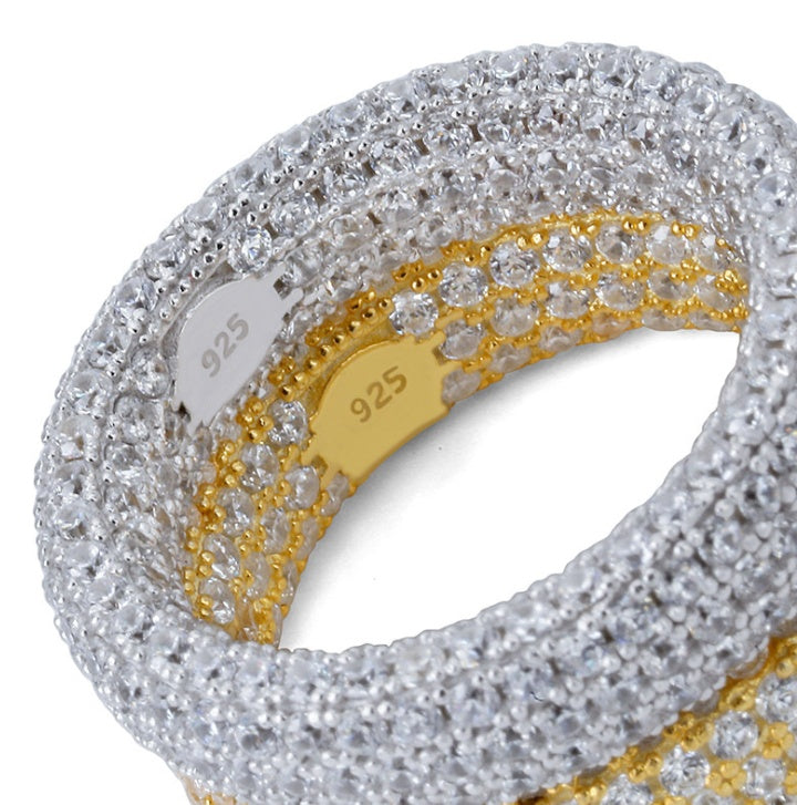 925 silver micro-studded zircon ring sterling silver jewelry hiphop hip-hop ring