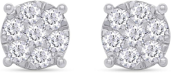 1 Carat Round Cut Lab Created Moissanite Diamond Cluster Stud Earrings In 14k Gold Over Sterling Silver Jewelry For Women