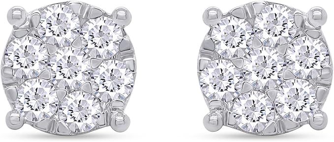 1 Carat Round Cut Lab Created Moissanite Diamond Cluster Stud Earrings In 14k Gold Over Sterling Silver Jewelry For Women