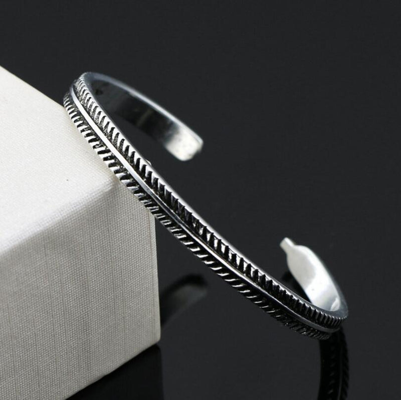 Handmade 925 Silver Bracelet Opening Thai Silver Carved Unisex Bracelet