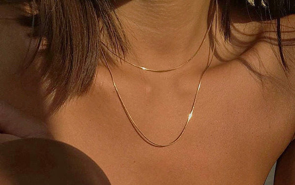 Layered Necklace, Snake Chain Necklace, 2 Strands Necklace, Double Chain Gold or Silver Necklace, Dainty Simple Necklace