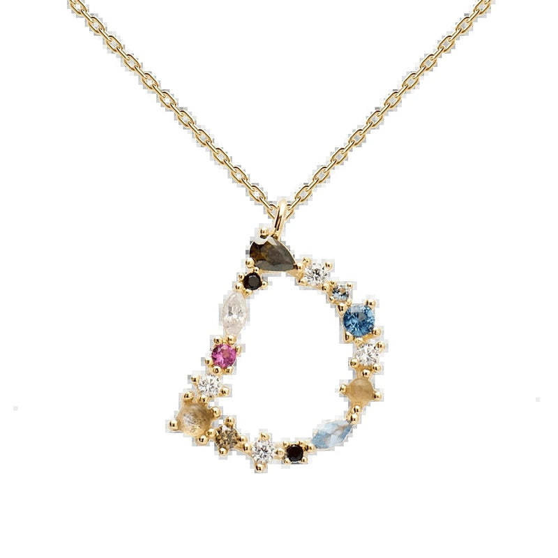 English Letter Alphabet Necklace Female Colorful Crystals Gem S925 Pure