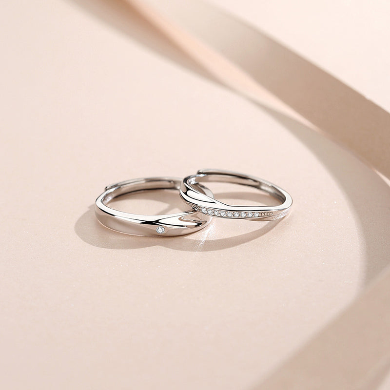 925 Sterling Silver Mobius X Ring Couple Ring