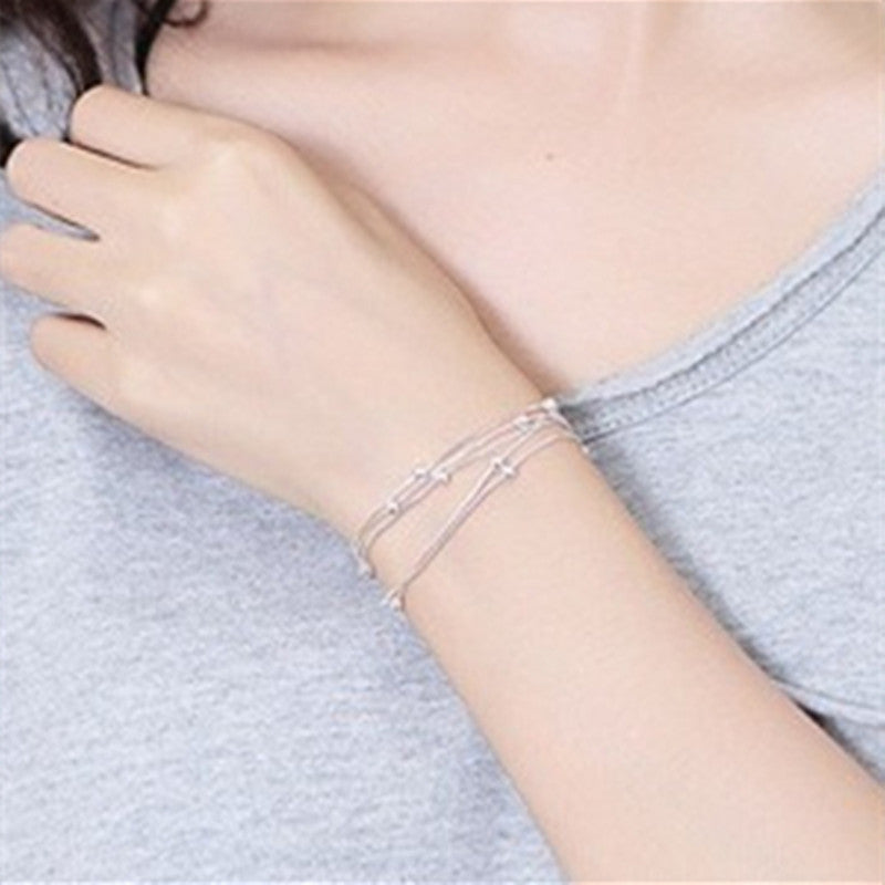 S925 Sterling Silver Multi-layer Ball Bracelet Women's Ins Style Niche