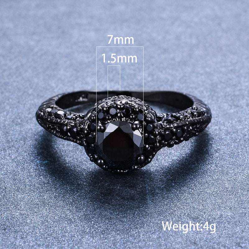 Big Black Diamond Small Black Simulated Diamond Ring Unisex Trendy Ring
