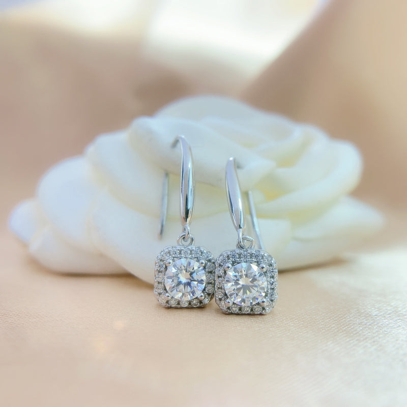 Women's Fashion Moissanite Ear Studs Square