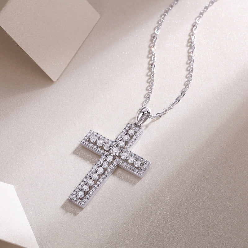 Shelter - Fashionable Jewelry Pendant Set With Moissanite S925 Sterling Silver And Platinum-plated Cross Diamond, Moissanite Silver Jewelry