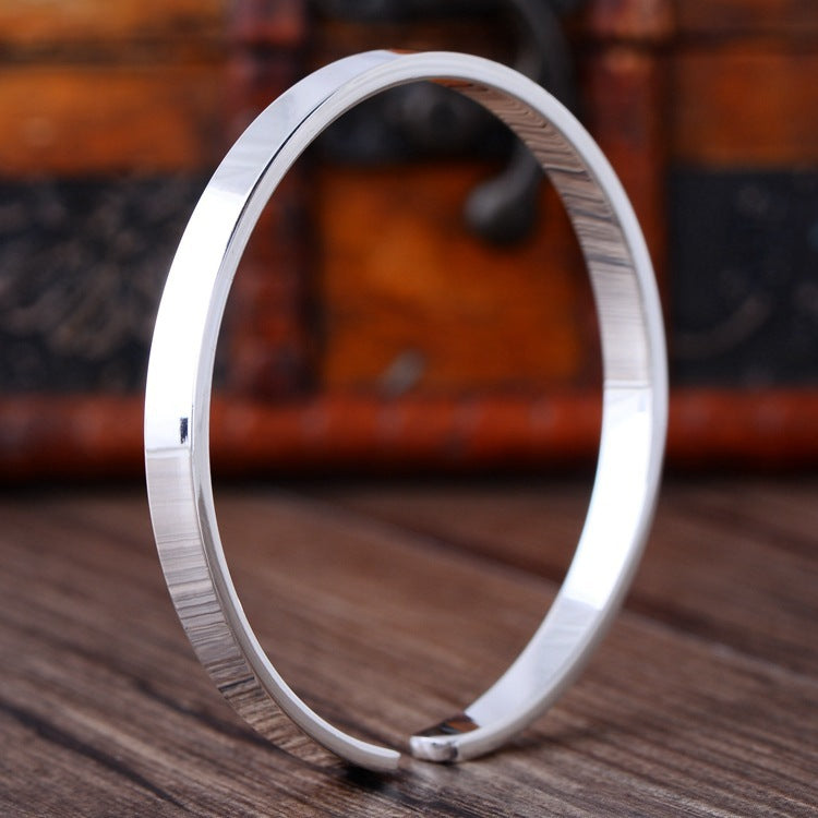 Simple Smooth Lovers Silver Bracelet
