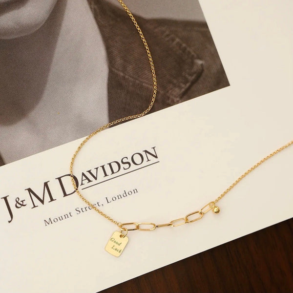 18K Gold Square Necklace For Women