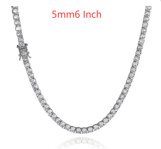 3mm 4mm 5mm 65 MmS925 Silver Moissanite Single Row Tennis Chain Bracelet Hip Hop Necklace