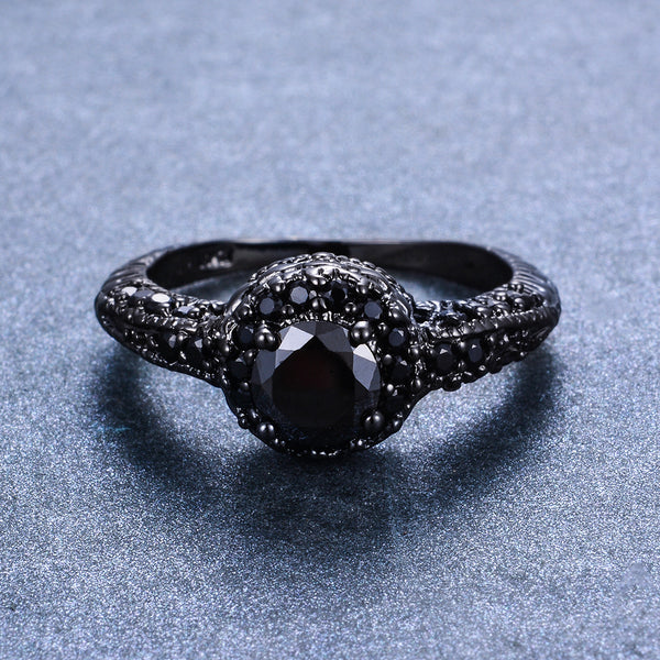 Big Black Diamond Small Black Simulated Diamond Ring Unisex Trendy Ring