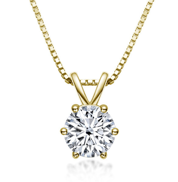 Classic Six Prong Moissanite Necklace Female D Color 1 Carat