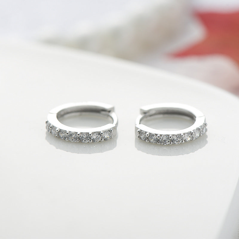 Sterling Silver Hoop Earring With Simulated Diamond