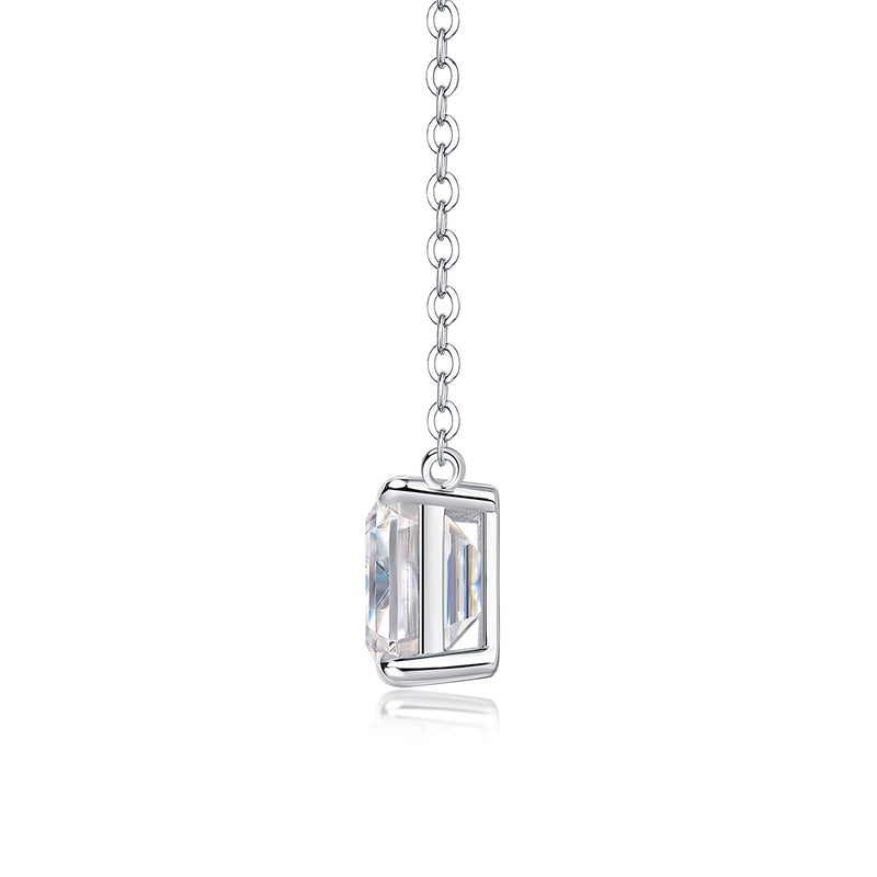 Mirage In The Mirror - A Trendy Diamond Pendant Necklace Set With Octagonal 9x11mm Moissanite S925 Sterling Silver And Platinum Plating