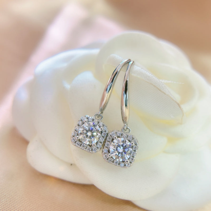 Women's Fashion Moissanite Ear Studs Square