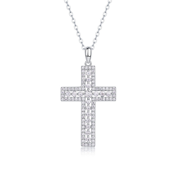 Shelter - Fashionable Jewelry Pendant Set With Moissanite S925 Sterling Silver And Platinum-plated Cross Diamond, Moissanite Silver Jewelry