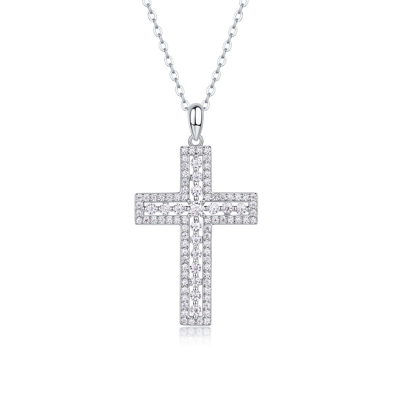 Shelter - Fashionable Jewelry Pendant Set With Moissanite S925 Sterling Silver And Platinum-plated Cross Diamond, Moissanite Silver Jewelry