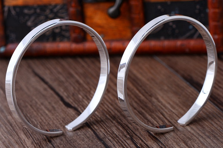 Simple Smooth Lovers Silver Bracelet