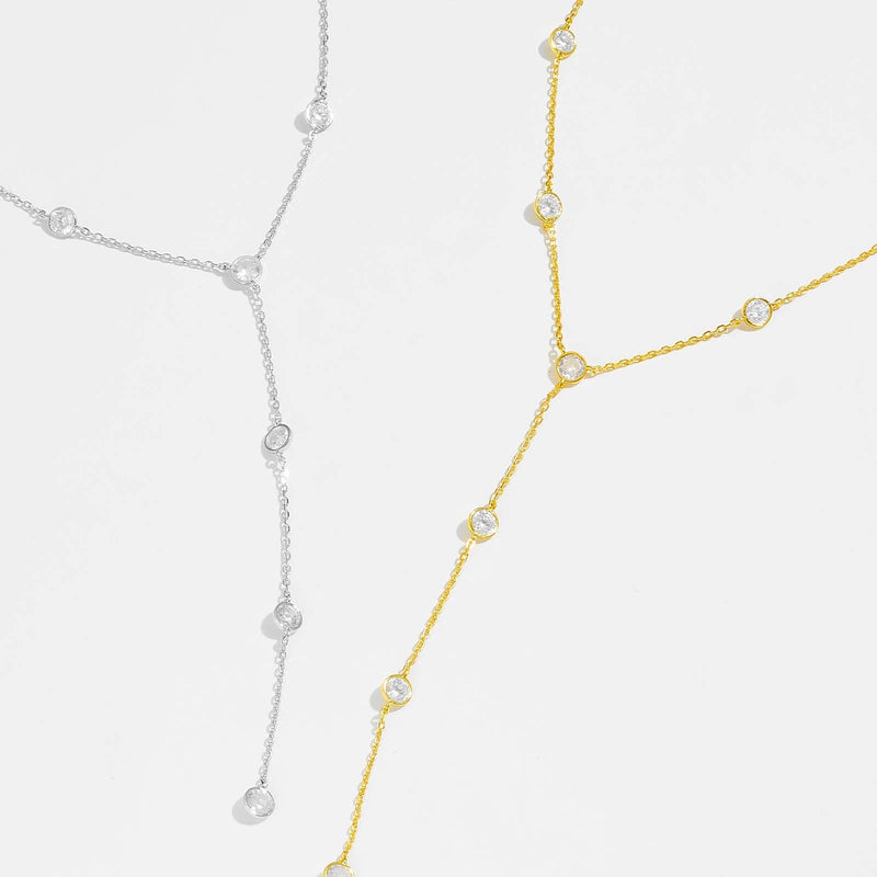 S925 Sterling Silver Tassel Diamond-studded Necklace