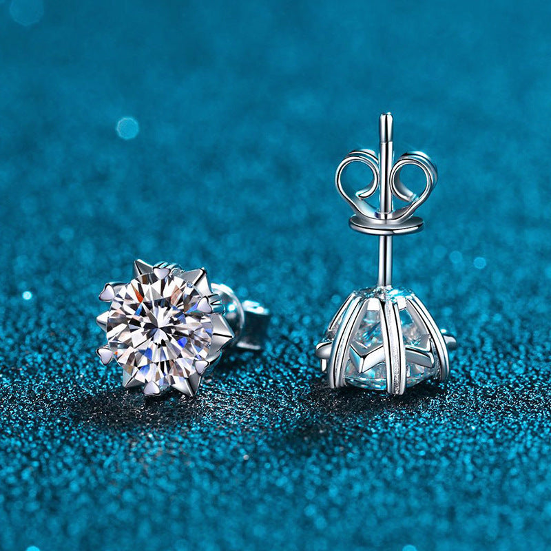 S925 Silver Moissanite Snowflake Ear Stud